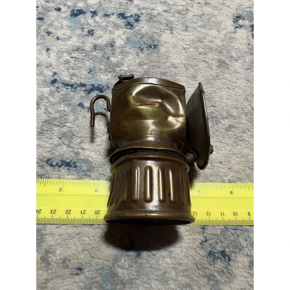 Vintage Justrite Brass Auto-Lite Carbide Coal Miner's Head Lamp Collectable